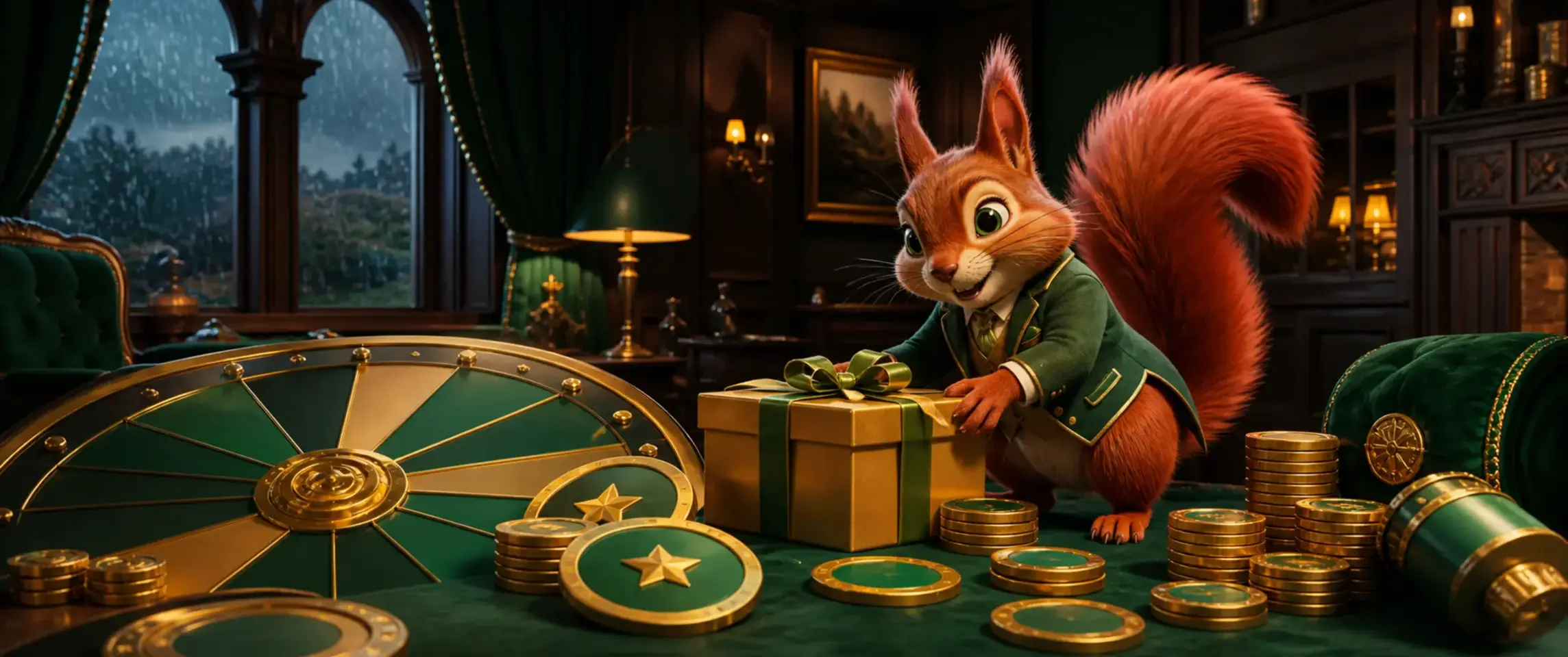 Bizzo Casino bonuses and promotions presented by a red squirrel
