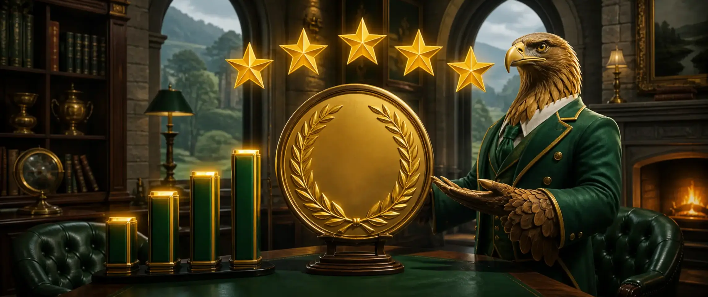 Bizzo Casino editorial ratings presented by a golden eagle